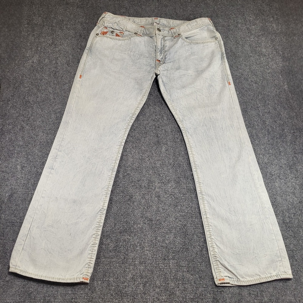 Vtg True Religion Men's Ricky Straight Leg Natural Mega T White/Red Jeans Sz 40